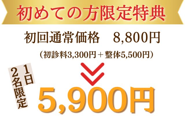 初回特典5900円にて施術
