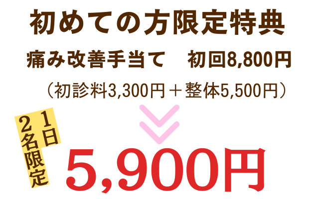 初回特典5900円にて施術